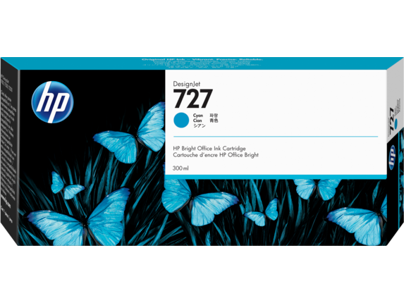 HP 727 300-ml Cyan DesignJet Ink Cartridge (F9J76A)