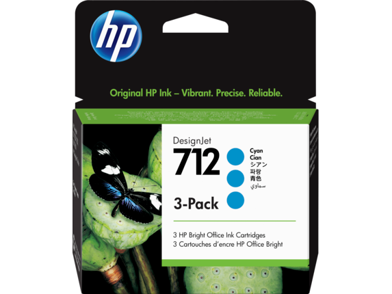 HP 712 Cyan DesignJet Ink Cartridge 3-Pack  (3ED77A)